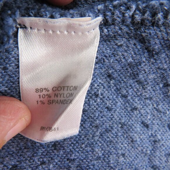 Pure Jill Sweater Sz Medium Navy Blue Textured Light Knit Top Cropped 3/4 Sleeve - Picture 5 of 9